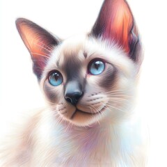 Sticker - 샴고양이, 파스텔화, jpeg (Siamese, pastel painting, jpeg)