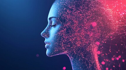 Digital background perfect for tech processes, neural networks, artificial intelligence, data transfer and encryption, digital archives, sound and graphic presentations, science, education, etc