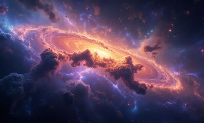 Wall Mural - Vibrant spiral galaxy in space