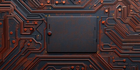 Fototapete - Abstract Technology Background with Circuit Board and Rusty Elements