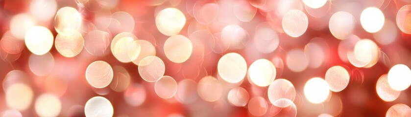 Fototapete - Soft Blurred Background with Warm Red and White Bokeh Lights