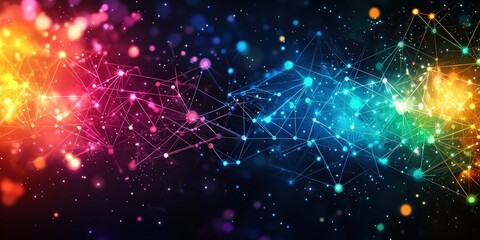 Fototapete - Colorful Abstract Background with Dots and Connecting Lines