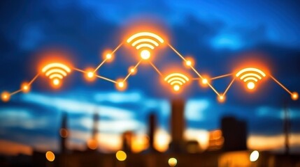 Poster - Wireless Network Growth Global Connectivity Internet Technology Background Cityscape