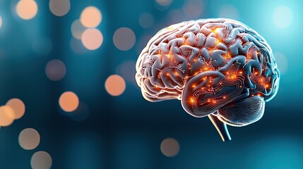 Poster - Human Brain Visualization with Neural Connections and Abstract Background