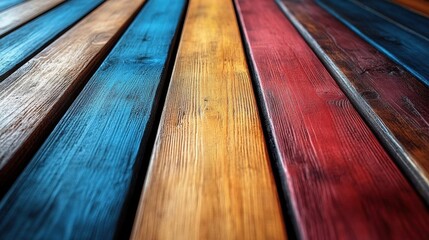 Wall Mural - Colorful Painted Wooden Planks Background