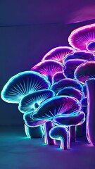 Poster - Neon Mushroom Dreamscape