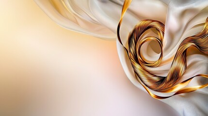 Poster - Minimalistic golden coiled thai pattern kan khod abstract art smooth texture serene background artistic view