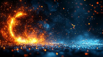 a bright orange and blue abstract background with a spiral design