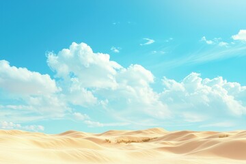 serene desert landscape under a bright blue sky