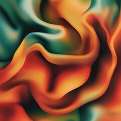 Poster - Abstract Colorful Waves in Orange and Green Tones for Backgrounds