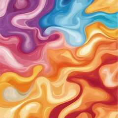 Poster - Colorful Abstract Waves in Vibrant Swirls of Pink and Orange