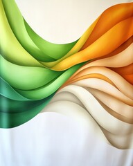 Poster - Abstract Waves in Green Orange and Beige Tones with Fluid Design