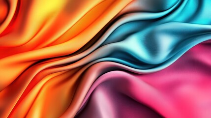 Fototapete - Colorful Waving Fabric Texture with Smooth Flowing Patterns