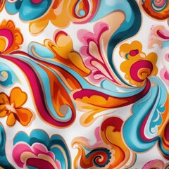 Aufkleber - Vibrant Swirls and Colorful Floral Patterns on White Background