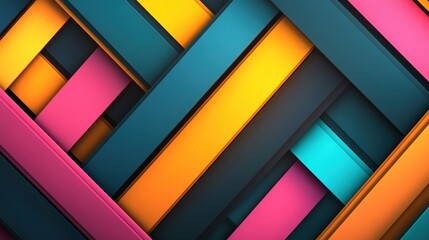 Aufkleber - Vibrant Abstract Pattern with Colorful Stripes and Shapes