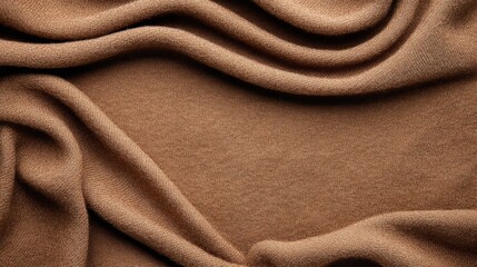 Poster - Soft Brown Textile Fabric Draped in Elegant Waves and Folds