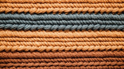 Poster - Colorful Stripes of Yarn in Warm Earth Tones and Soft Textures