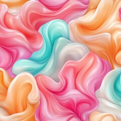 Poster - Colorful Abstract Waves in Soft Pastel Tones for Background Design