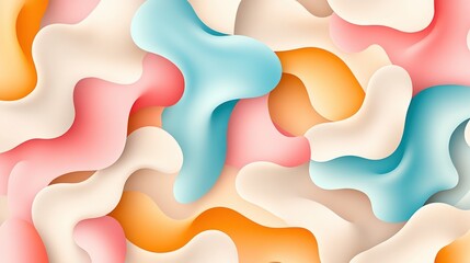 Poster - Colorful Abstract Shapes with Curvy Forms and Soft Gradients