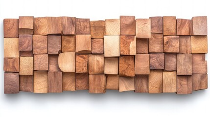 Poster - Textured Wooden Blocks Arrangement with Natural Brown Tones