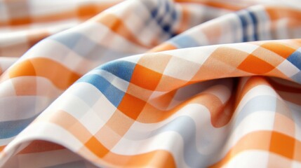 Poster - Colorful Checked Fabric Texture in Orange and Blue Shades