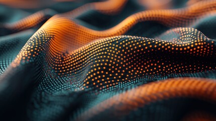 Aufkleber - Abstract Cloth Texture with Orange Dots and Flowing Waves