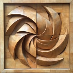 Poster - Intricate Wooden Sculpture with Swirling Spiral Design Element