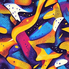Aufkleber - Colorful Abstract Background with Vibrant Shapes and Patterns