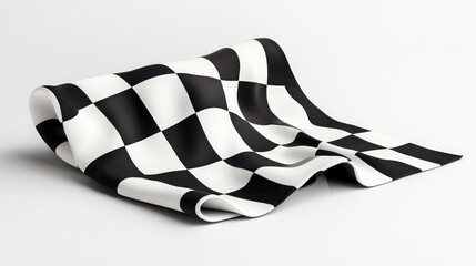 Poster - Black and White Checkered Pattern Fabric Draped on a Surface