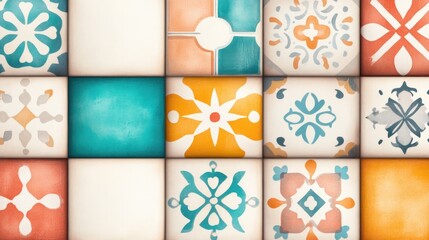 Poster - Colorful Geometric Tiles for Modern Interior Decoration Ideas
