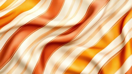 Poster - Wave Pattern Fabric with Orange and Cream Stripes for Design Use