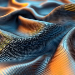 Poster - Vibrant Blue and Orange Textile Fabric Close-Up with Texture Patterns