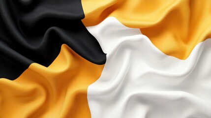 Poster - Waves of Black, Yellow, and White Fabric Textiles Displaying Texture