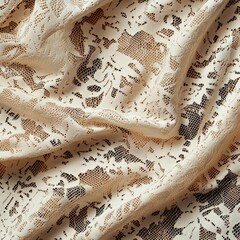 Aufkleber - Delicate Lace Fabric with Intricate Floral Patterns in Natural Light