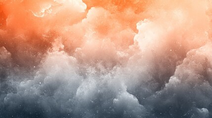 Wall Mural - an abstract illustration of clouds with orange and grey tones