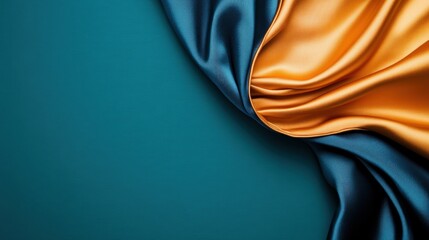 Aufkleber - Elegant Silks in Blue and Gold Draped Fabric for Background Use