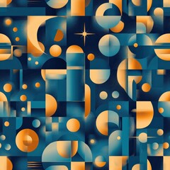 Poster - Colorful Geometric Shapes in Shades of Blue and Orange for Background