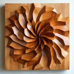 Aufkleber - Stunning Geometric Wooden Wall Art in Spiral Design and Texture