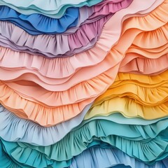 Aufkleber - Colorful Layers of Ruffled Fabric Textures in Soft Pastel Shades