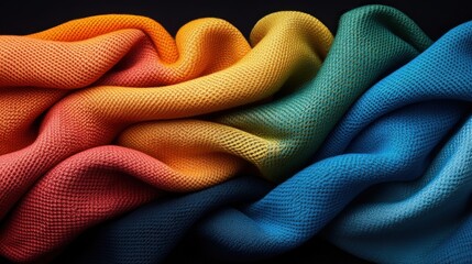 Poster - Vibrant Waves of Colorful Textured Fabric in Elegant Flow