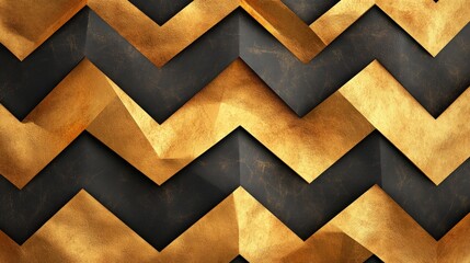 Aufkleber - Gold and Black Zigzag Pattern with Textured Finish for Design Use