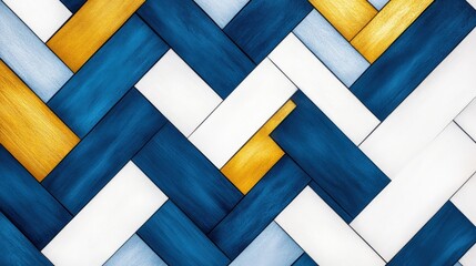 Poster - Colorful Geometric Pattern with Blue, White, and Gold Elements