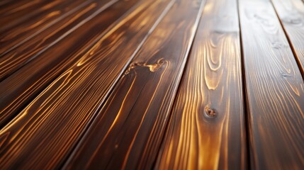 Poster - Smooth Brown Wooden Planks with Natural Grain Patterns and Texture