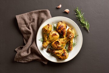 Wall Mural - Crispy baked chicken drumsticks, top view