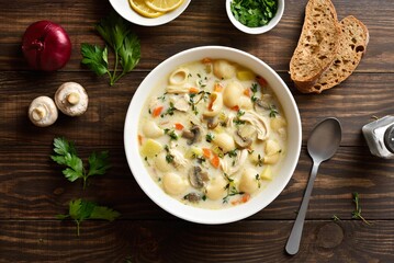 Wall Mural - Creamy chicken soup with vegetables