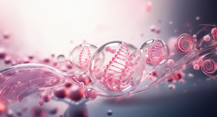 Wall Mural - abstract pink shapes flow across a smooth surface, highlighted with soft white light, creating a dre