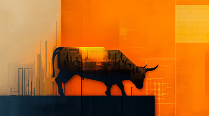 Wall Mural - bull market concept illustration with financial charts. symbolizes economic growth, strategic invest