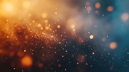 Wall Mural - A vibrant abstract background featuring golden and blue bokeh lights and particles.