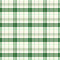 Wall Mural - Plaid with twill weave repeat pattern.Gingham seamless pattern in green and beige.Checkered tartan Geometric graphic vector illustration background design for fabric and prints.