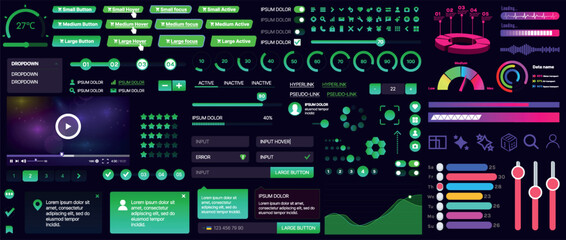 Wall Mural - a set of ui components for mobile apps and websites. includes buttons, panels, menus, sliders, and c